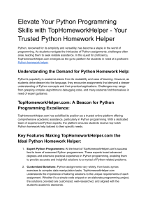 Elevate Your Python Programming Skills with TopHomeworkHStudylib featureselper - Your Trusted Python Homework Helper