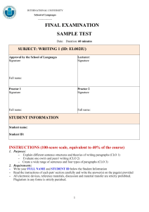 Writing 1 Sample Test