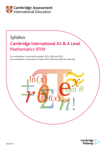 A Level Mathematics Syllabus (9709) by Cambridge International Assessment Education