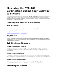 Mastering the SY0 Certification Exams Your Gateway