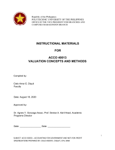 Valuation Concepts and Materials 