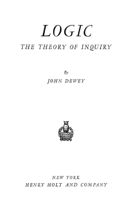 Book Logic, the theory of inquiry John Dewey 1938