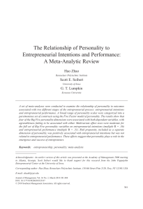 Paper 1 - Personality, Intentions, and Performance