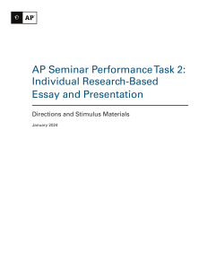 AP Seminar Stimulus Packet 2024