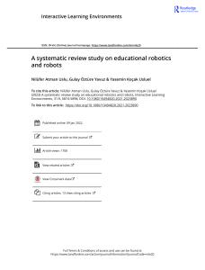 A systematic review study on educational robotics and robots