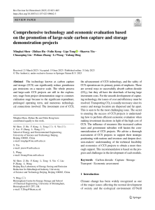 Comprehensive technology and economic evaluation based on the promotion of large‑scale carbon capture and storage demonstration projects