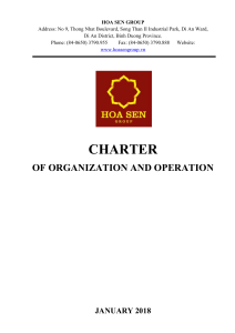 CORPORATE OGANIZATIONAL OPERATIONAL CHARTER