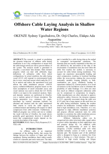 Offshore Cable Laying Analysis in Shallow Water Regions