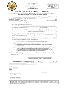 SWORN APPLICATION FOR TAX CLEARANCE FOR GENERAL PURPOSES INDIVIDUAL TAXPAYERS copy