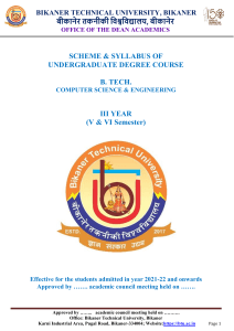 B.Tech CSE 5 & 6 Semester Session 2021-22 Scheme&Syllabus Final