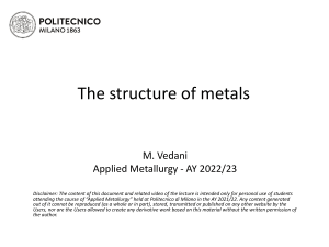 1 - The structure of metals