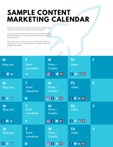 3.1 Sample Content Marketing Calendar