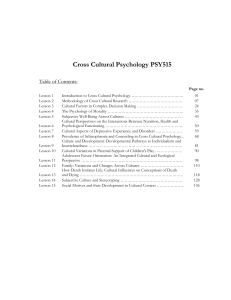 Cross-Cultural Psychology Course Table of Contents