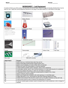 Lab Equipment Work Sheet