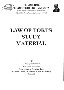 Law of Torts Tamil Nadu University