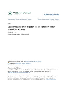 Southern routes  Family migration and the eighteenth-century sout