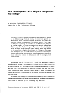 The Development of a Filipino Indigenous Psychology
