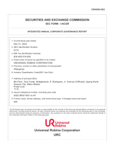 PSE Disclosure Form I-ACGR - Integrated Annual Corporate Governance Report