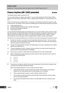 Internal Control Exam Questions - Flowers Anytime Audit