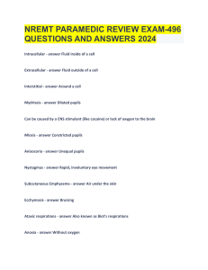 NREMT PARAMEDIC REVIEW EXAM-496 QUESTIONS AND ANSWERS 2024