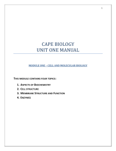 CAPE BIOLOGY Unit 1 MANUAL
