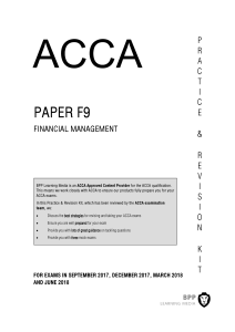 ACCA F9 Revision Kit 2018
