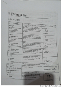 Phy Formula List