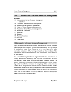 Unit 01 - Introduction to Human Resource Management