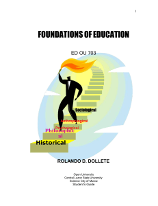 Foundation of Education - Psyc - Socio - Histo - Philo - Legal