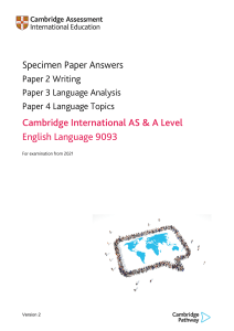 9093 English Language Paper 3 and 4 Specimen Answers
