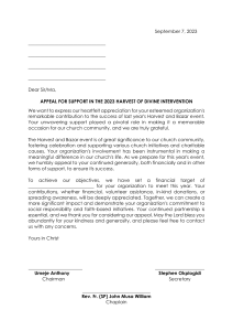 2023 Harvest & Bazar Letter of Appeal2