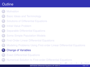 Differential Equations: Change of Variables & Solutions