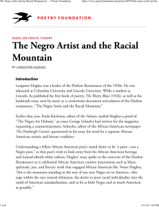 The Negro Artist and the Racial Mountain By Langston Hughes 