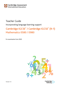 Cambridge IGCSE Mathematics 0580 / 0980: Teacher Guide