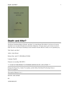 A Besant - Death and After