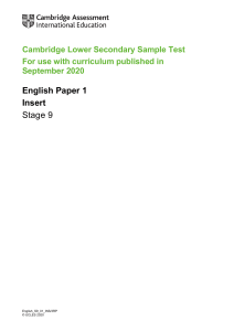 English Stage 9 Sample Paper 1 Insert tcm143-595373