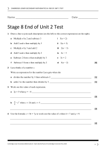 stage 8 end of unit 2 test