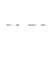 Test 1  EMS GRADE 9 2022