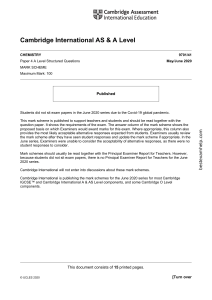 Chemistry A Level Mark Scheme 9701/41 May/June 2020