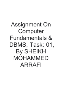 Assignment On Computer Fundamentals