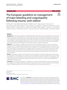 European guideline on management of major bleeding and coagulopathy following trauma