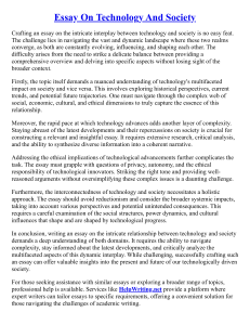 Essay On Technology And Society
