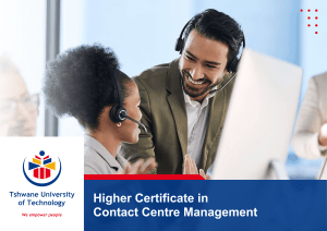 TUT - Higher Certificate in Contact Centre Management - Programme Catalogue - Sep 2023