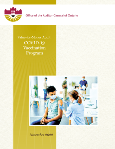 Value for Money Audit: COVID-19 Vaccination Program - Auditor General of Ontario (payments per vax administered, 2022)