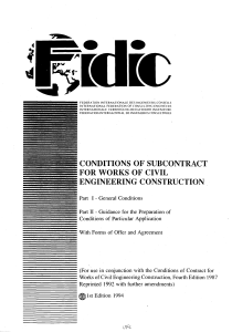 FIDIC-CONDITIONS OF SUBCONTRACT AGREEMENT