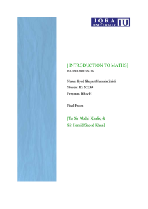 Introduction to maths - Final Exam questions and answers