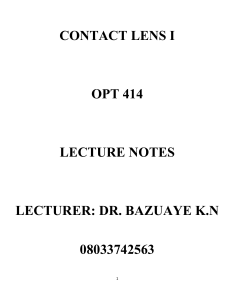 Contact lens lecture notes