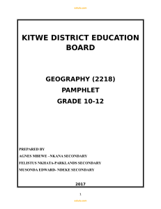 Grade 10 to 12 Geography Pamphlet
