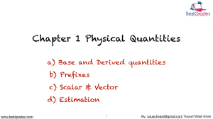 Alevels physics Chapter 1 Physical Quantities 