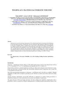 WELDING of Cr-Mo STEELS for ENERGETIC INDUSTRY